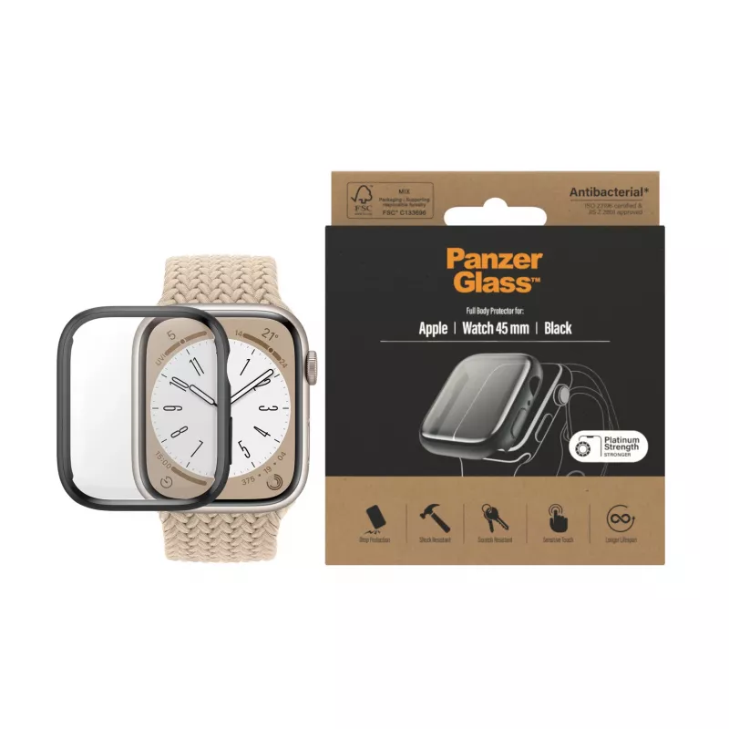 PanzerGlass ® Full Body hoes Apple Watch Series 9 | 8 | 7 | 45 mm | zwart