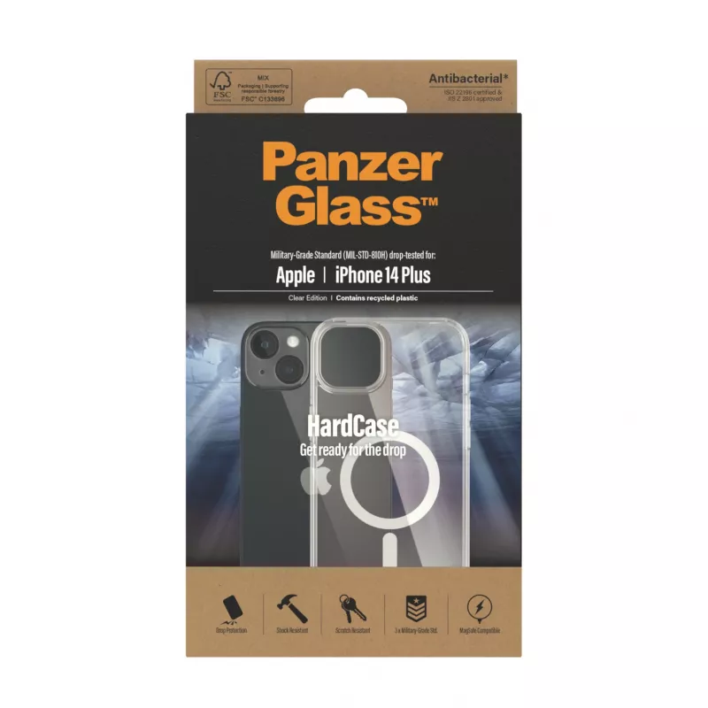 PanzerGlass ® HardCase transparant met witte MagSafe iPhone 14 Plus
