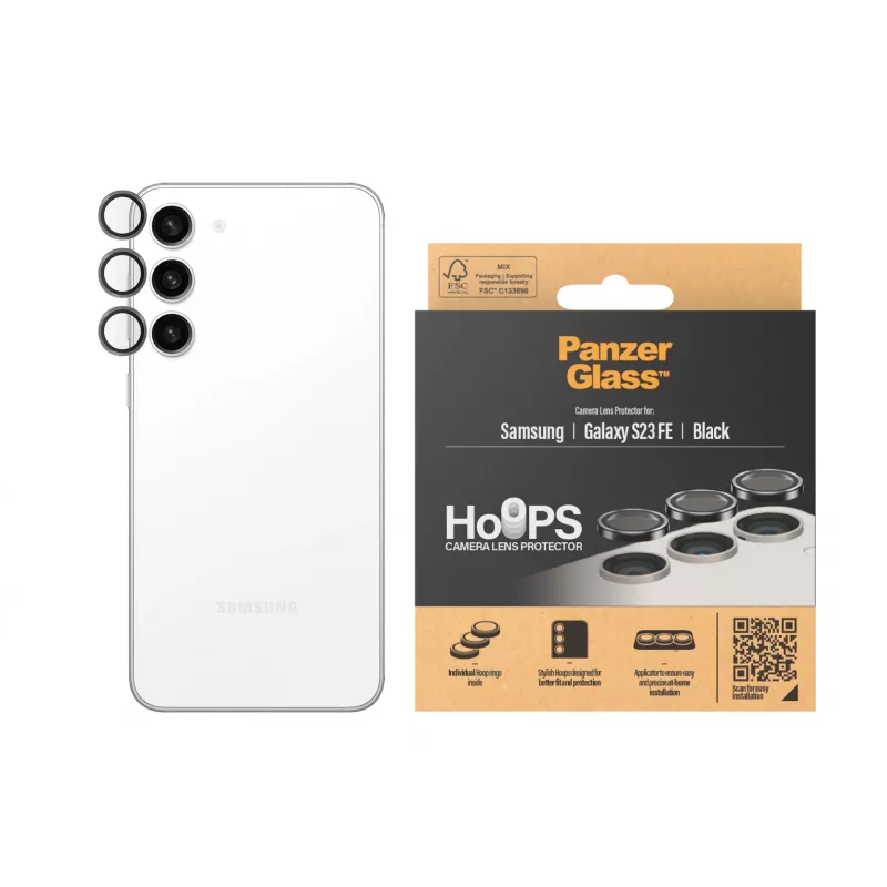 PanzerGlass Hoops cameralensbescherming Samsung Galaxy S23 FE zwart krasvast stootvast