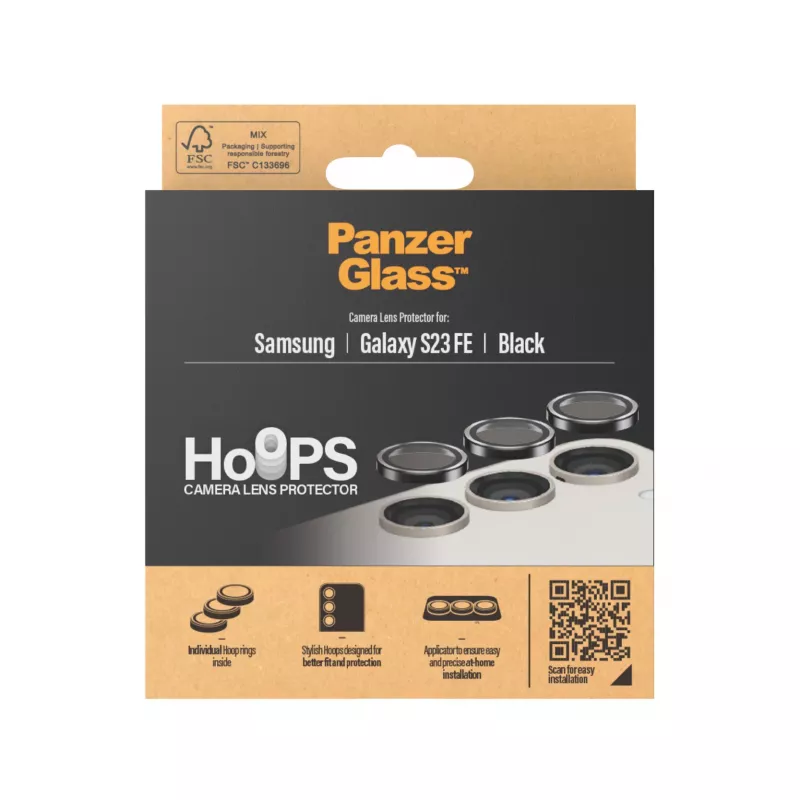 PanzerGlass Hoops cameralensbescherming Samsung Galaxy S23 FE zwart krasvast stootvast