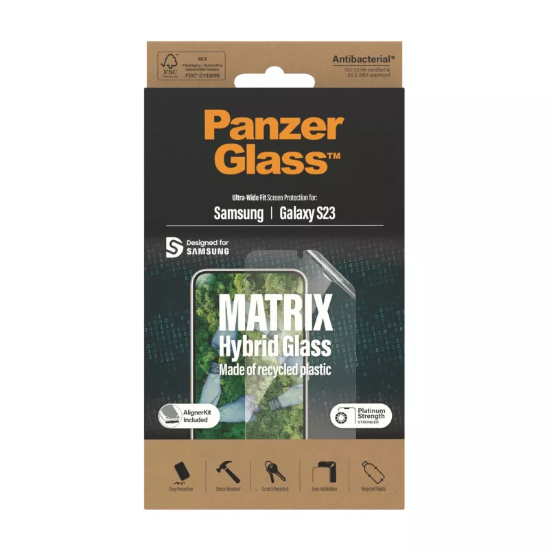 PanzerGlass ® ECO MATRIX displaybescherming Samsung Galaxy S23 | Ultra-Wide Fit met AlignerKit