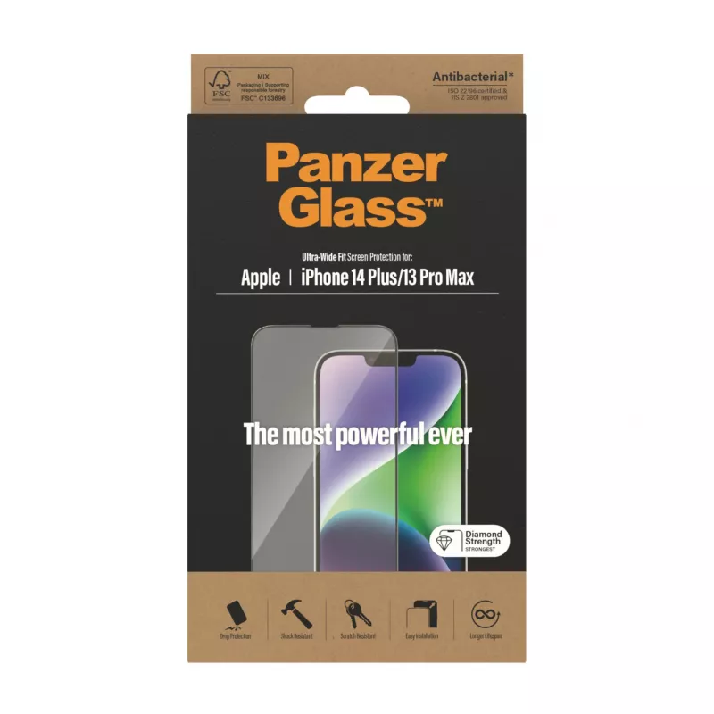 Displayfolie PanzerGlass Apple iPhone 14 Plus 13 Pro Max Ultra-Wide Fit krasvast stootvast