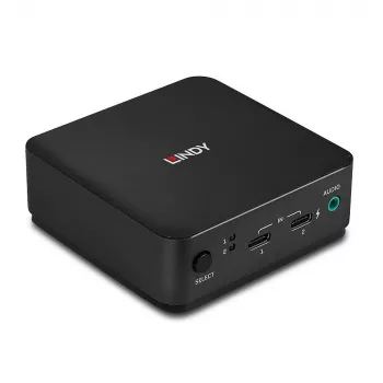 Lindy 2-poorts Type-C, DisplayPort 1.2 KVM-switch, 3840 x 2160 pixel, 4K Ultra HD, grijs