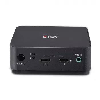 Lindy 2-poorts Type-C, DisplayPort 1.2 KVM-switch, 3840 x 2160 pixel, 4K Ultra HD, grijs