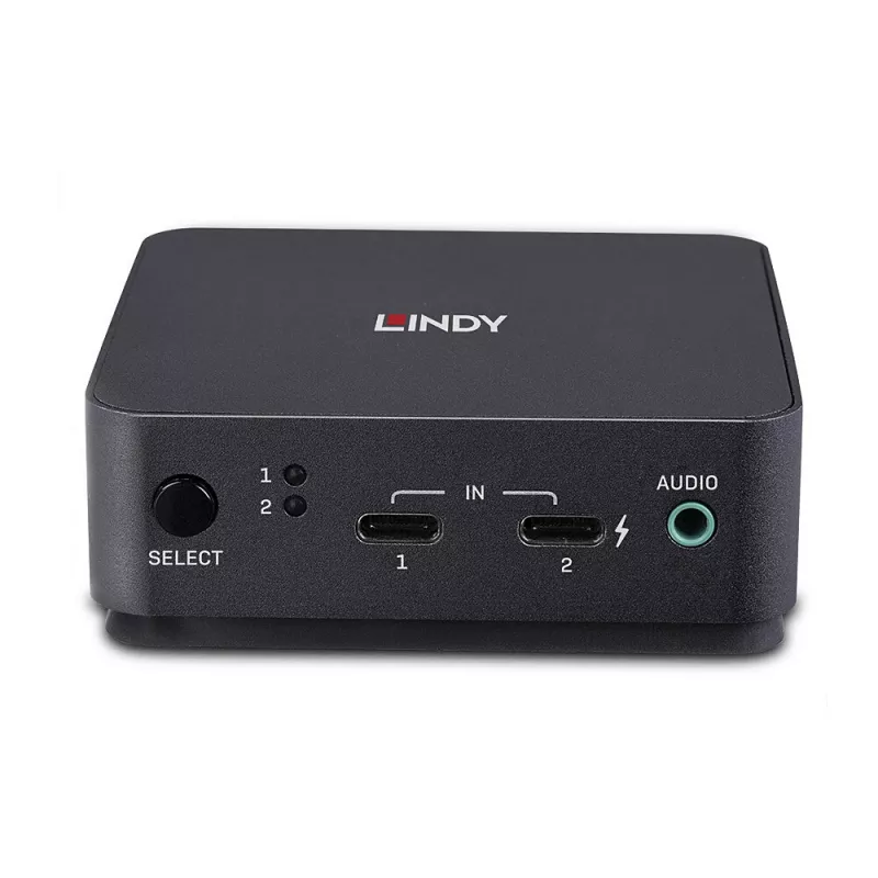 Lindy 2-poorts Type-C, DisplayPort 1.2 KVM-switch, 3840 x 2160 pixel, 4K Ultra HD, grijs