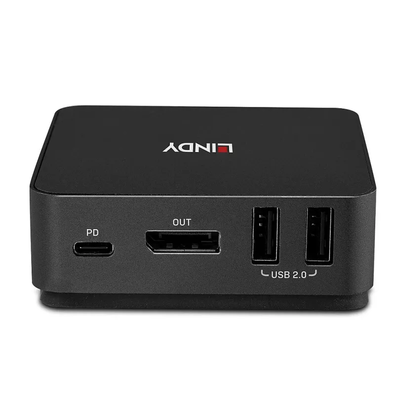 Lindy 2-poorts Type-C, DisplayPort 1.2 KVM-switch, 3840 x 2160 pixel, 4K Ultra HD, grijs