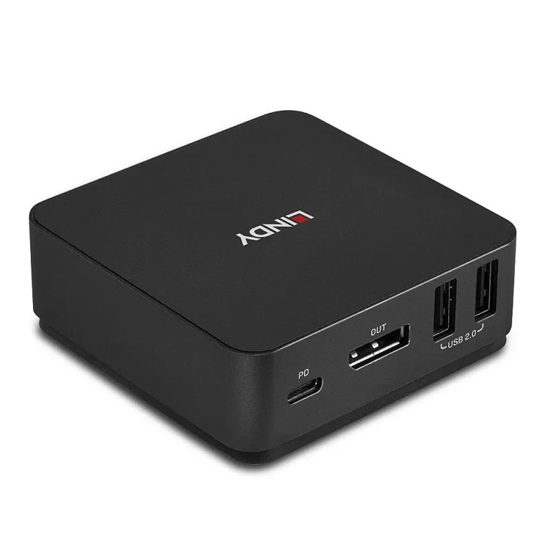 Lindy 2-poorts Type-C, DisplayPort 1.2 KVM-switch, 3840 x 2160 pixel, 4K Ultra HD, grijs