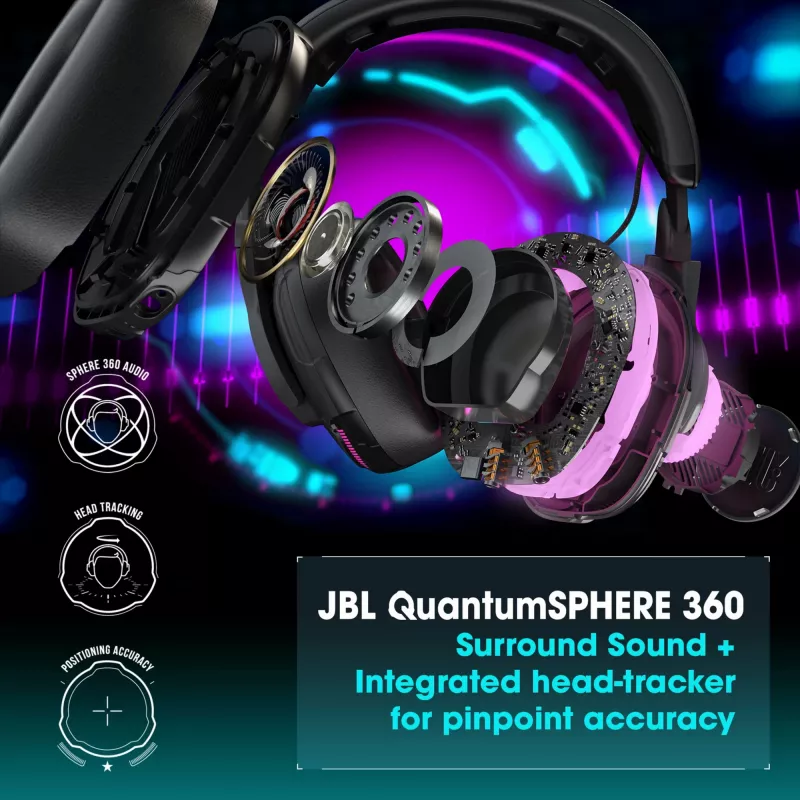 JBL Quantum One bedrade over-ear gaming headset, actieve ruisonderdrukking, USB-C, 3,5 mm, 20 - 20000 Hz, zwart