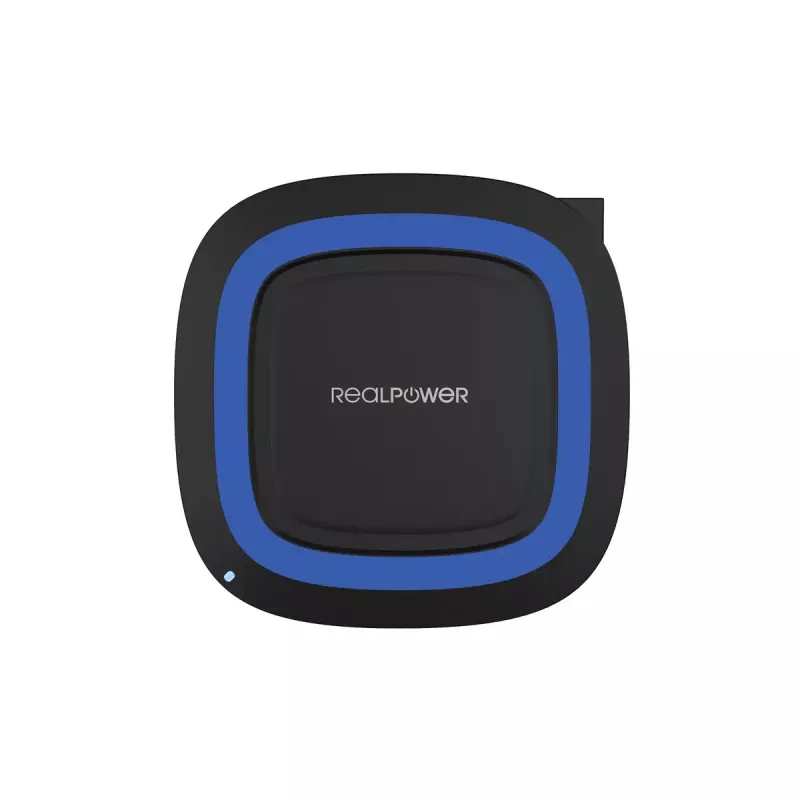 RealPower FreeCharge-10 Draadloos oplaadstation met adapter, zwart/blauw (257640)