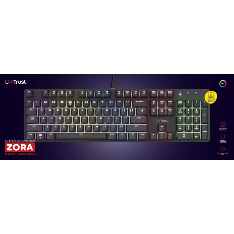 Gaming-toetsenbord Trust GXT 871 Zora mechanisch USB RGB zwart