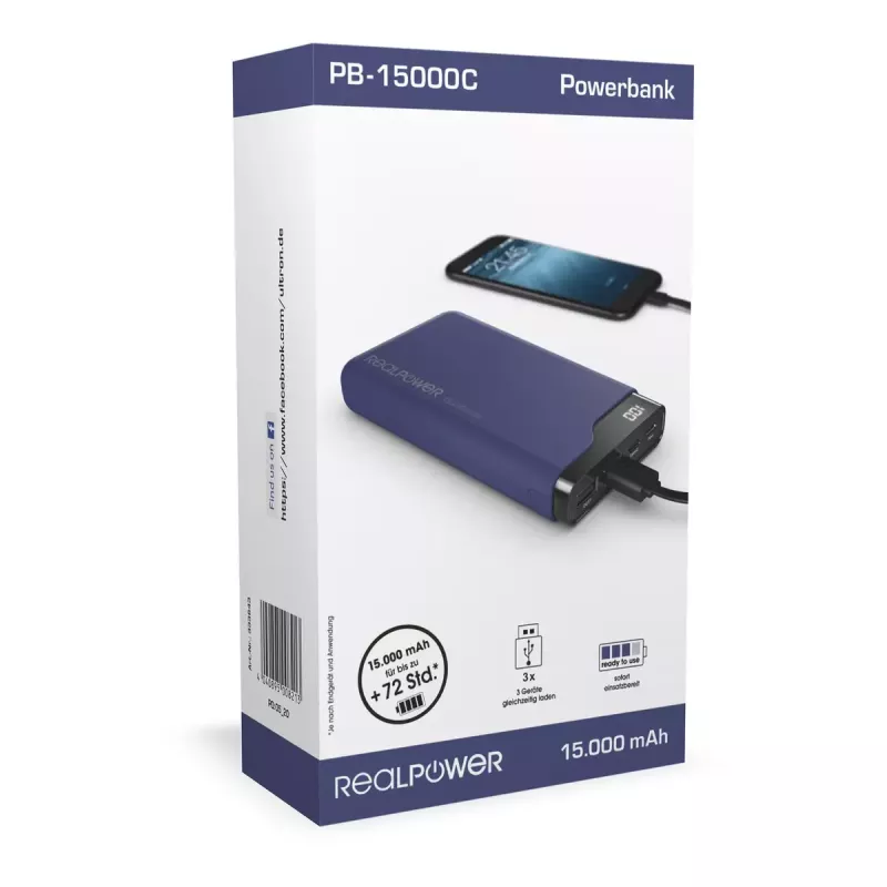 Draagbare oplader RealPower PB-15000C 15000 mAh