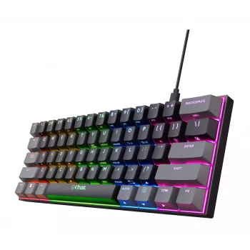 Trust GXT 867 Acira gaming-toetsenbord USB QWERTZ Duits zwart grijs 60% mechanisch RGB