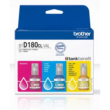 Originele Brother inktflessen BTD180CLVAL 3 stuks cyaan magenta geel