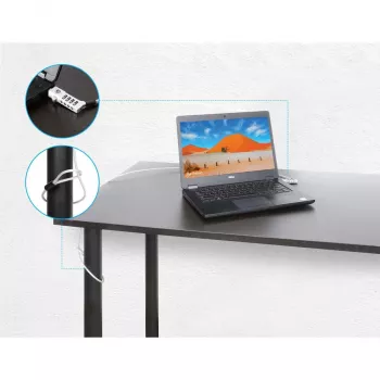 Manhattan universeel laptop-combinatieslot voor Noble Wedge®, Nano en K-slot, veilig 3-in-1 antidiefstalslot voor notebook, resetbare 4-cijferige combinatie, 1,8 m, snijvast koolstofstalen kabel, doorschijnende PVC-mantel, zilver