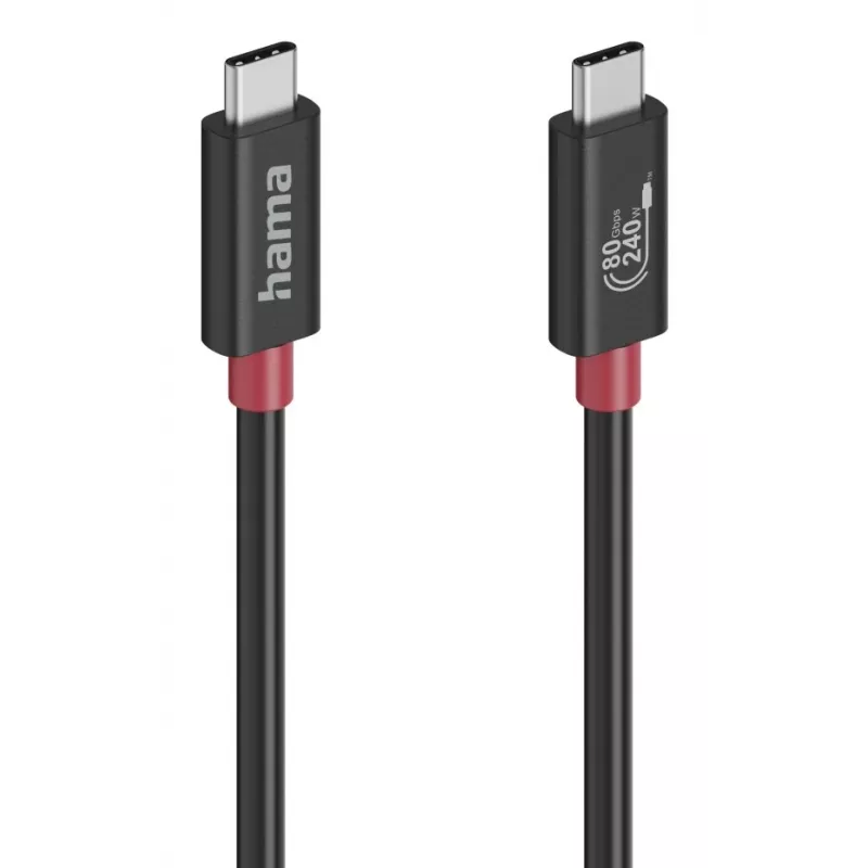 Hama USB-C-kabel, E-Marker, USB4 Gen4, 80 Gbit/s, 5 A, 240 W, 1,00 m