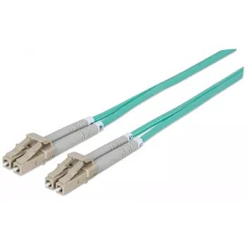 Intellinet glasvezel-patchkabel, OM3, LC/LC, 3 m, aqua, duplex, multimode, 50/125 µm, LSZH, vezel, levenslange garantie