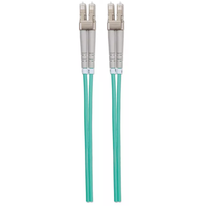 Intellinet glasvezel-patchkabel, OM3, LC/LC, 3 m, aqua, duplex, multimode, 50/125 µm, LSZH, vezel, levenslange garantie