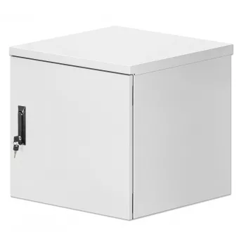 Intellinet Industrial IP55 19 inch wandbehuizing met geïntegreerde ventilatoren, 12HE 600 mm diepte, op dak gemonteerde twee-ventilator ventilatie-eenheid, stof- en waterdichte behuizing, gemonteerd, lichtgrijs RAL7035