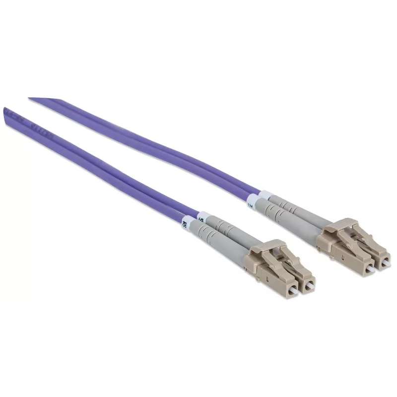 Intellinet glasvezel-patchkabel, OM4, LC/LC, 2 m, violet, duplex, multimode, 50/125 µm, LSZH, glasvezel, levenslange garantie