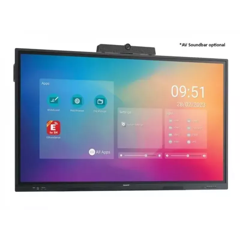 Sharp PN-LC862 digital signage flatscreen 2,18 m (86 inch) LCD WLAN 450 cd/m² 4K Ultra HD zwart touchscreen geïntegreerde processor Android 11 16/7