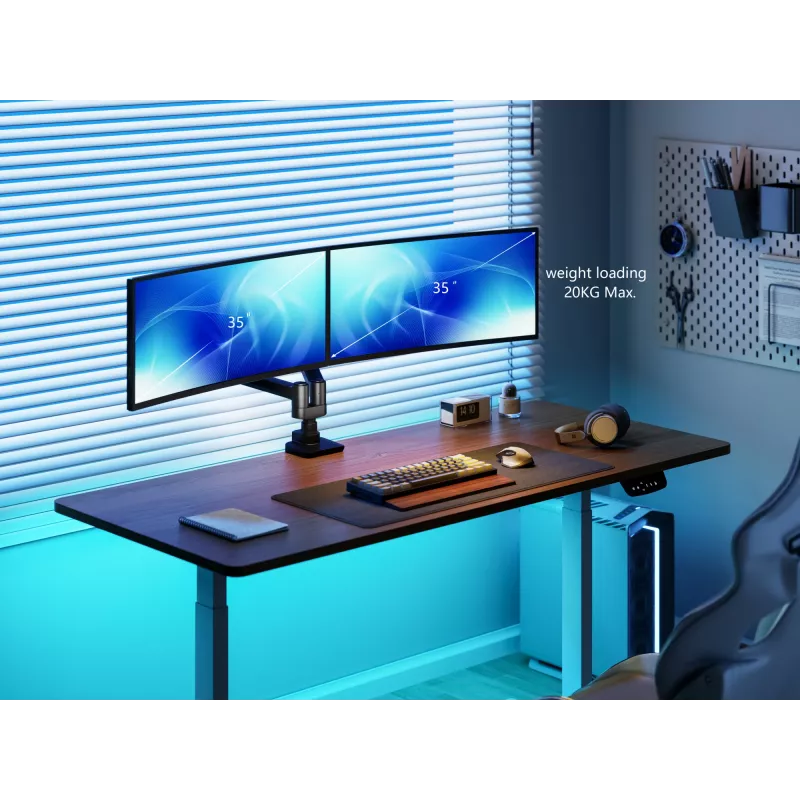 Equip 17-35 inch Heavy-Duty dual-monitor tafelhouder, zwart