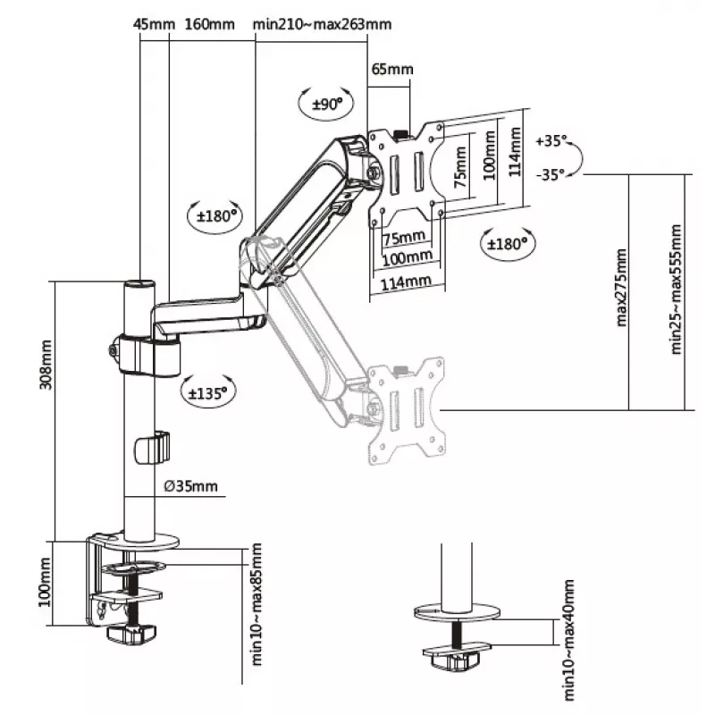 Equip 13 inch-32 inch monitor tafelhouder