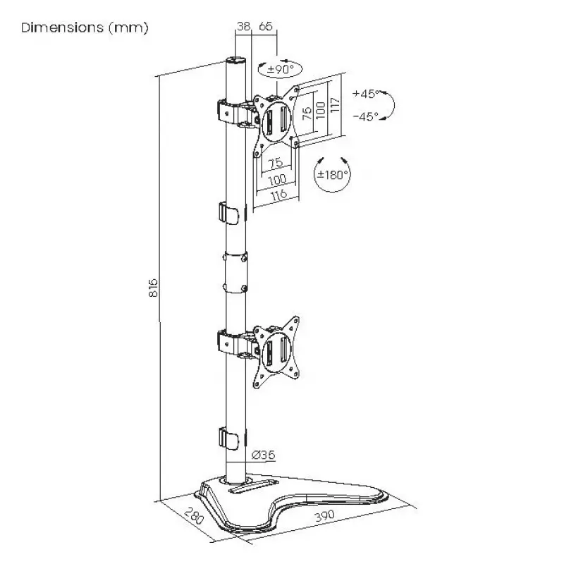 Equip 17 inch-32 inch dual-verticaal monitor tafelstandaard