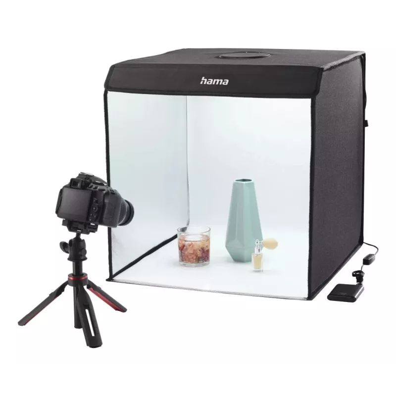 Mini-fotostudio HAMA opvouwbare box met LED-ringlicht 50×50 cm, model 00004664