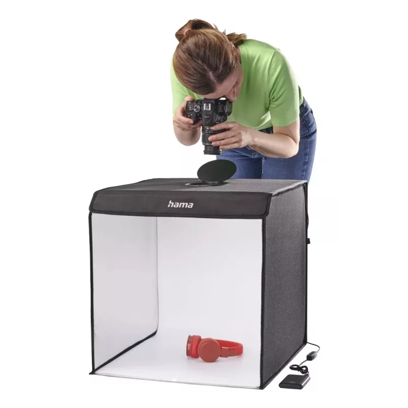 Mini-fotostudio HAMA opvouwbare box met LED-ringlicht 50×50 cm, model 00004664