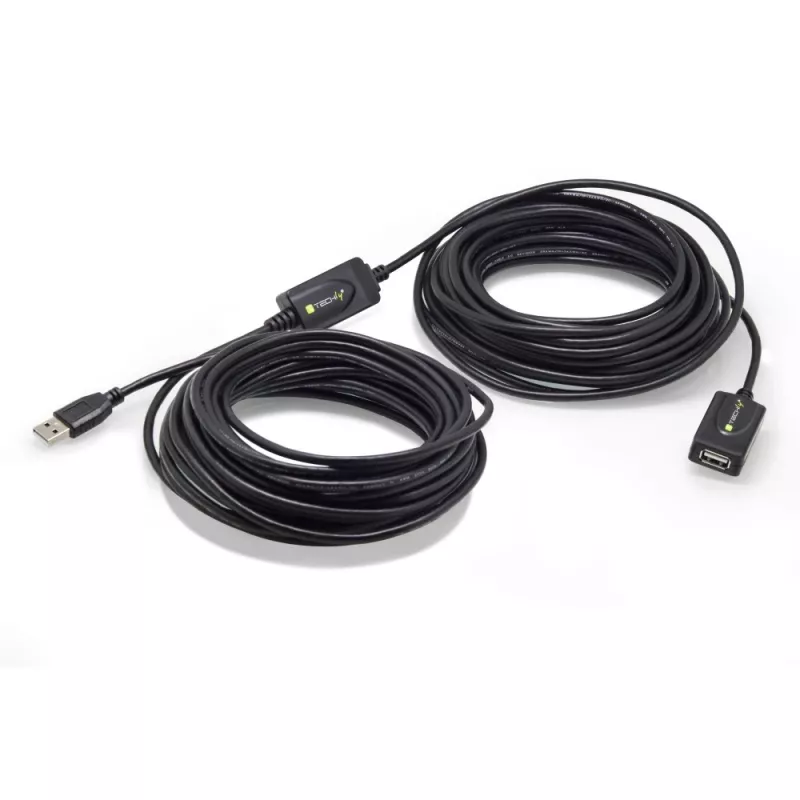 Techly IUSB-REP220TY3 USB-kabel USB 2.0 20 m USB A zwart