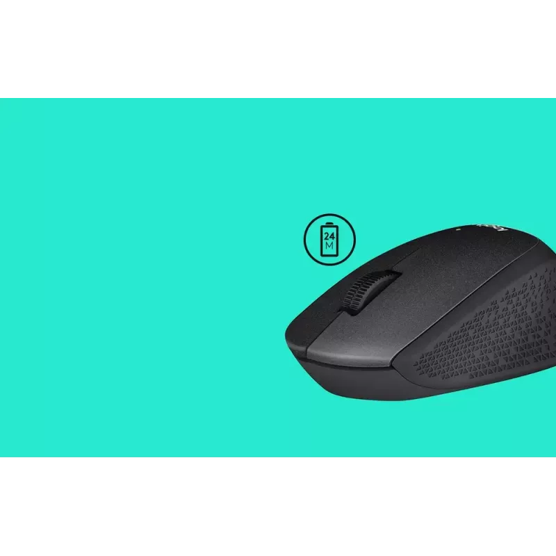 Logitech muis M330 SILENT PLUS — RF draadloos, rechtshandig, 1000 DPI, 3 knoppen, scrollwiel, zwart, op batterijen