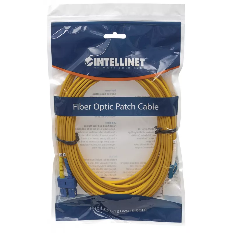 Intellinet glasvezel-patchkabel, OS2, LC/SC, 1 m, geel, duplex, singlemode, 9/125 µm, LSZH, vezel, levenslange garantie