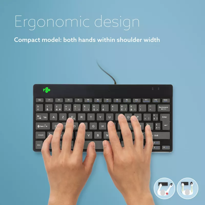 R-Go Tools ergonomisch toetsenbord R-Go Compact Break, compact toetsenbord met pauzesoftware, AZERTY (BE), bedraad, zwart