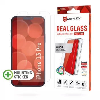 Displex displayscherm (10H) + hoesje voor Apple iPhone 13 Pro, montagesticker, + hoesje, gehard glas, krasbestendige beschermfolie