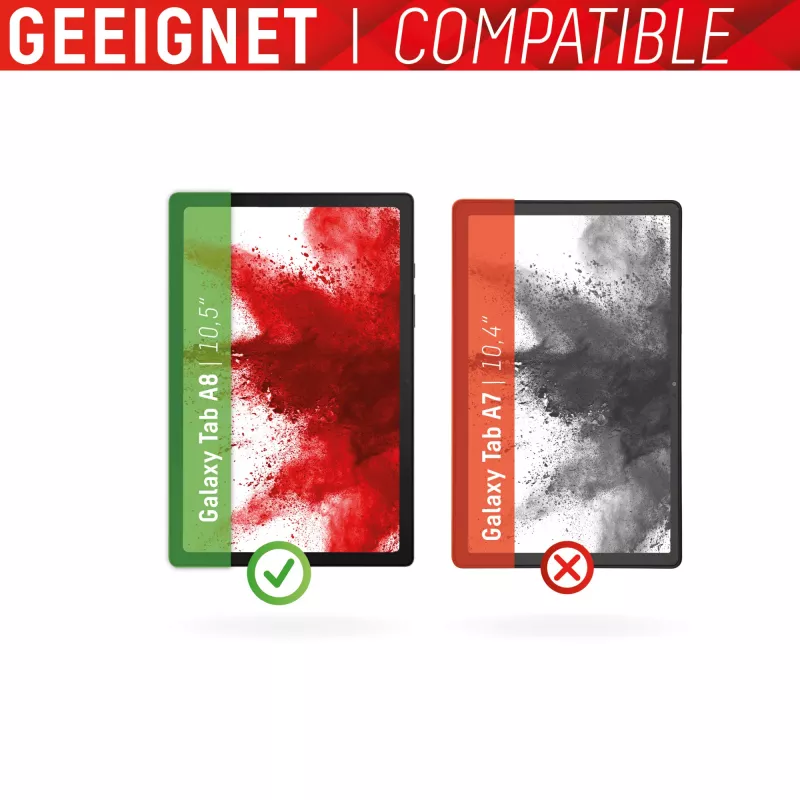 Displex Tablet Glass (9H) voor Samsung Galaxy Tab A8, Eco montageframe, onbreekbaar, ultradun, onzichtbaar