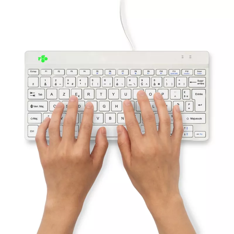 R-Go Tools ergonomisch toetsenbord R-Go Compact Break, compact toetsenbord met pauzesoftware, AZERTY (FR), bedraad, wit