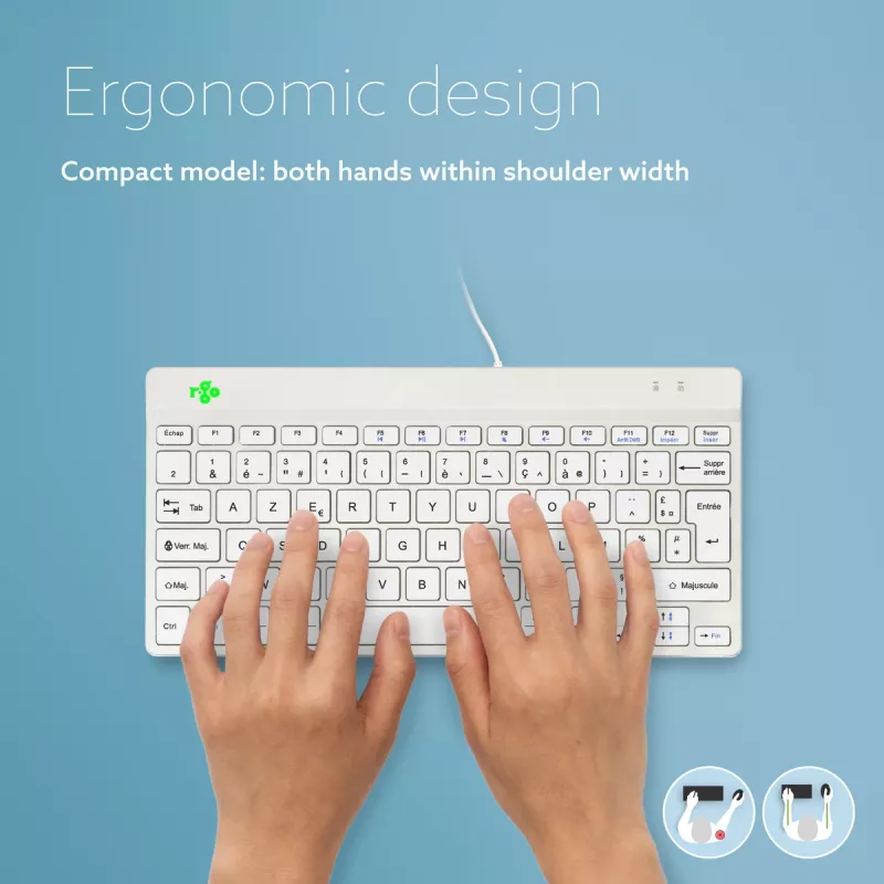 R-Go Tools ergonomisch toetsenbord R-Go Compact Break, compact toetsenbord met pauzesoftware, AZERTY (FR), bedraad, wit