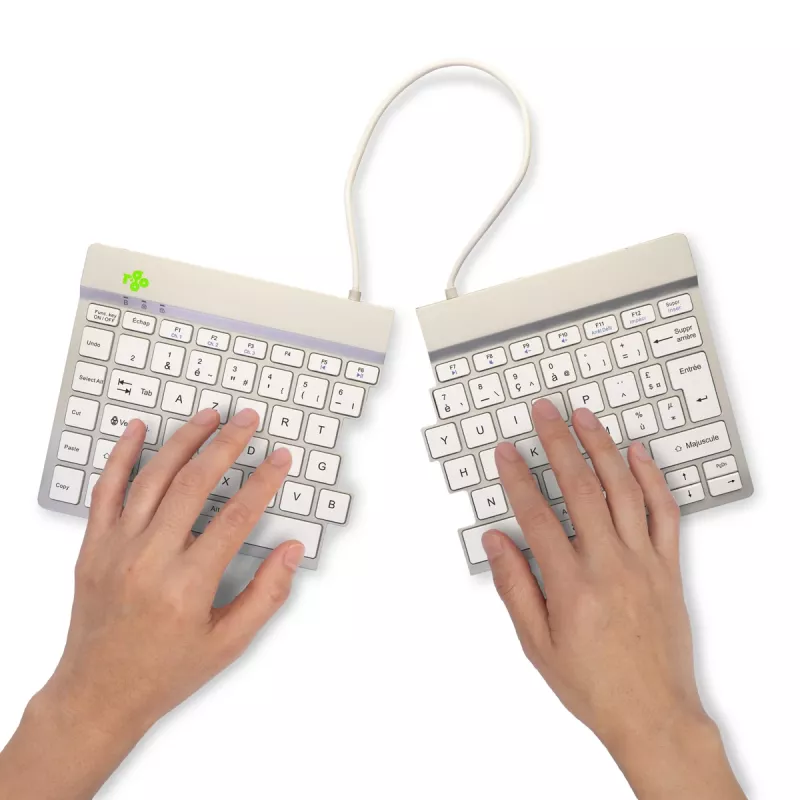 R-Go Tools ergonomisch toetsenbord R-Go Split Break met pauzesoftware, ergonomisch gesplitst toetsenbord, AZERTY (FR), Bluetooth, wit