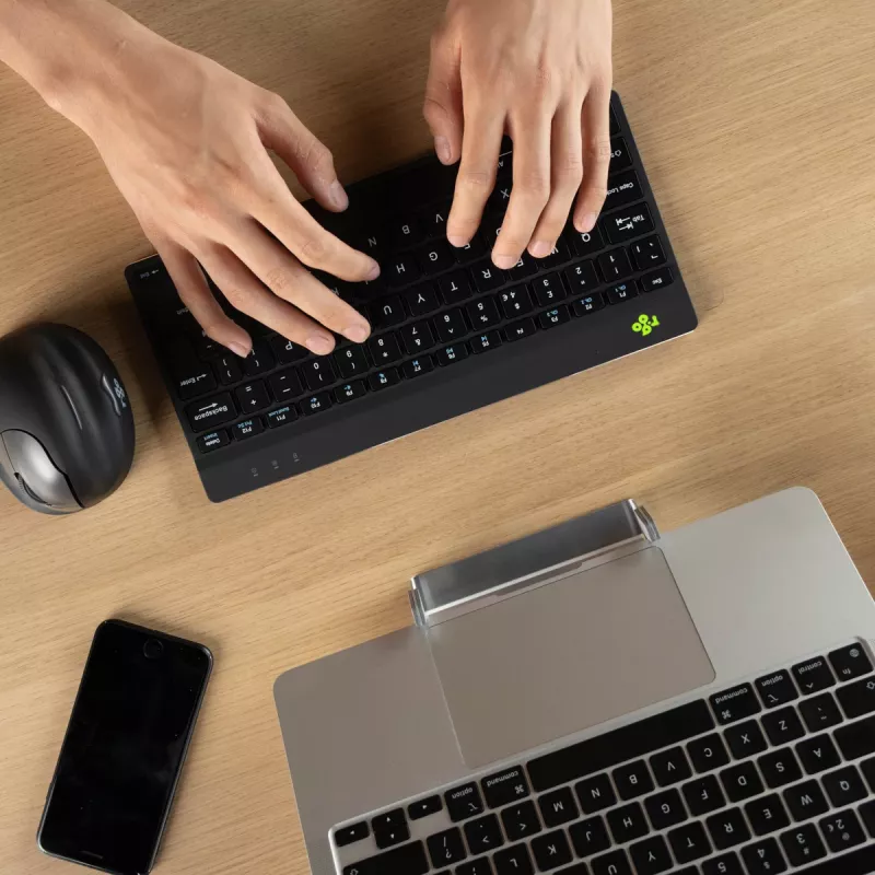 R-Go Tools ergonomisch toetsenbord R-Go Compact Break, compact toetsenbord met pauzesoftware, AZERTY (BE), Bluetooth, zwart