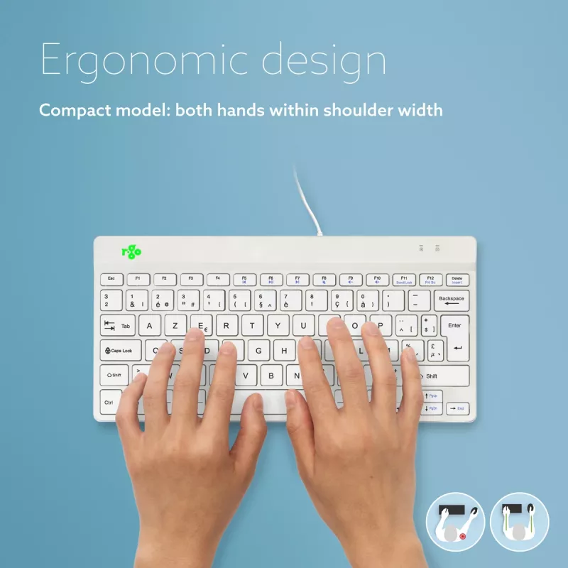 R-Go Tools ergonomisch toetsenbord R-Go Compact Break, compact toetsenbord met pauzesoftware, AZERTY (BE), bedraad, wit