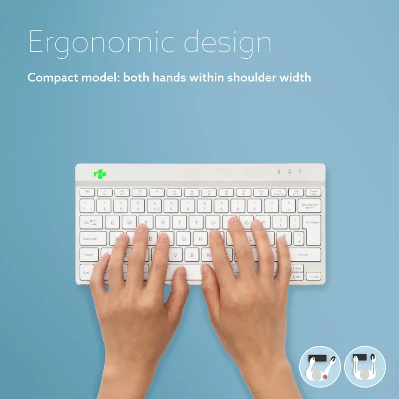 R-Go Tools ergonomisch toetsenbord R-Go Compact Break, compact toetsenbord met pauzesoftware, AZERTY (BE), Bluetooth, wit