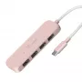 USB-C naar 4-poorts USB-A Gen 2 hub j5create — 10 Gbit/s, USB 3.2, roze, gerecycled ABS-kunststof, 100×27×19 mm
