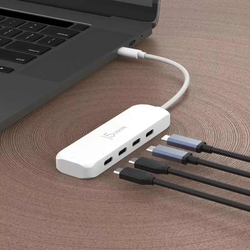j5create milieuvriendelijke USB-C naar 4-poorts Type-C Gen 2 hub