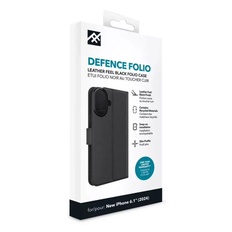 iFrogz 302315354 Defence hoes Folio voor Apple iPhone 16, zwart