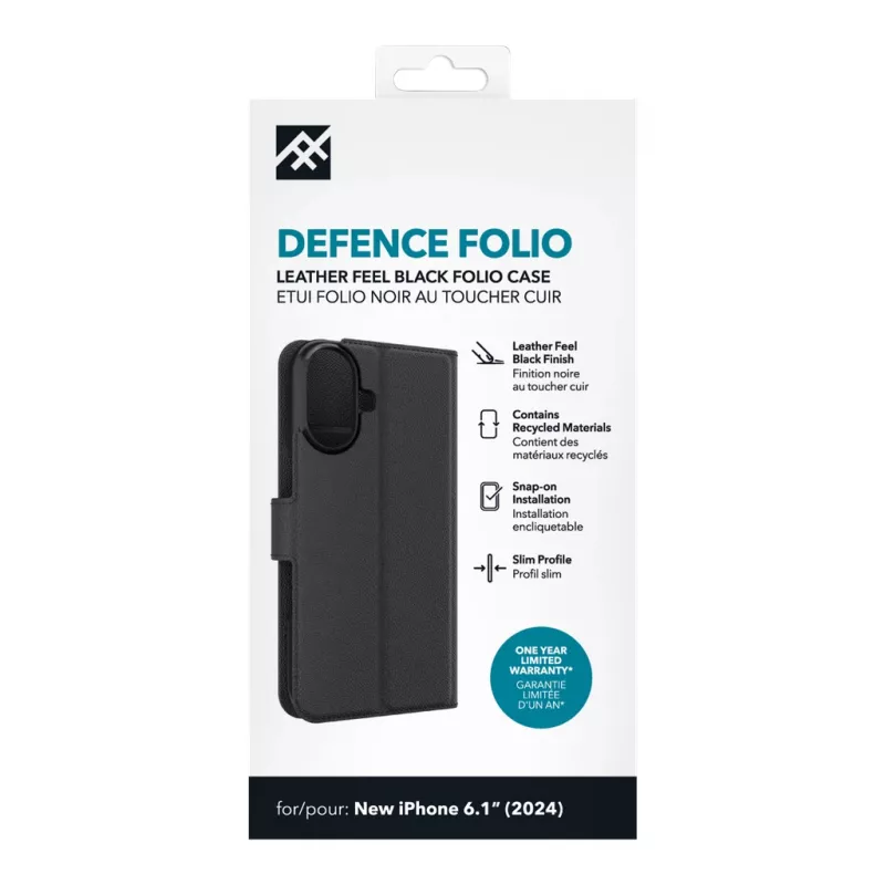 iFrogz 302315354 Defence hoes Folio voor Apple iPhone 16, zwart