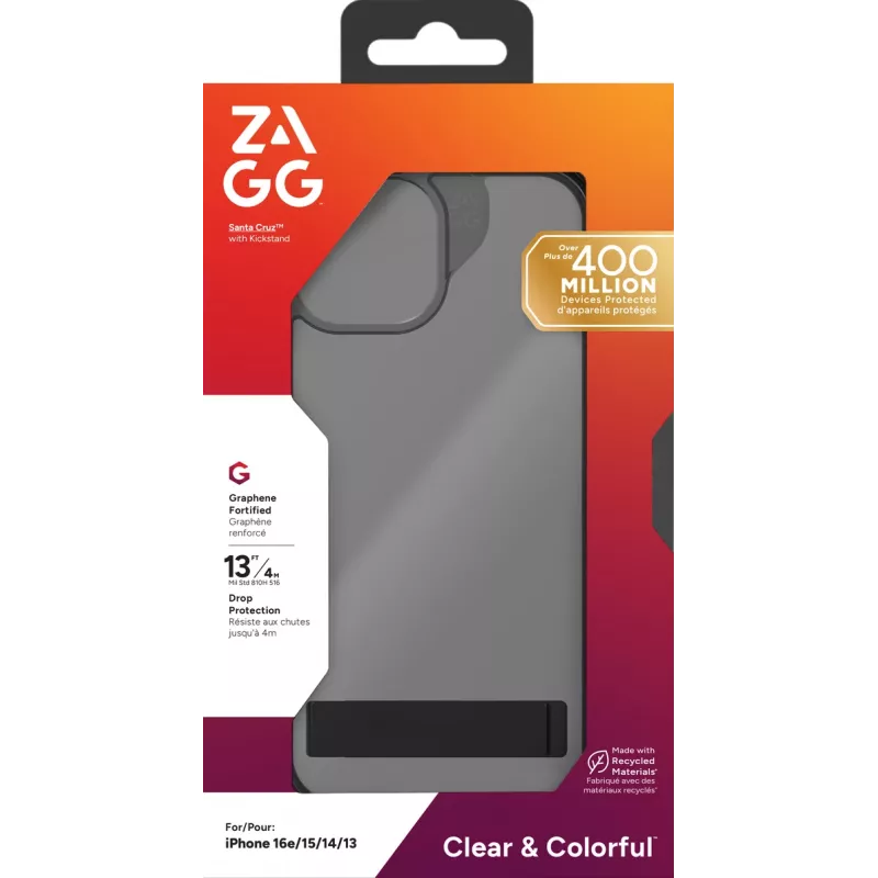 ZAGG Santa Cruz kickstand-hoes iPhone 17e/16e/15/14/13 zwart