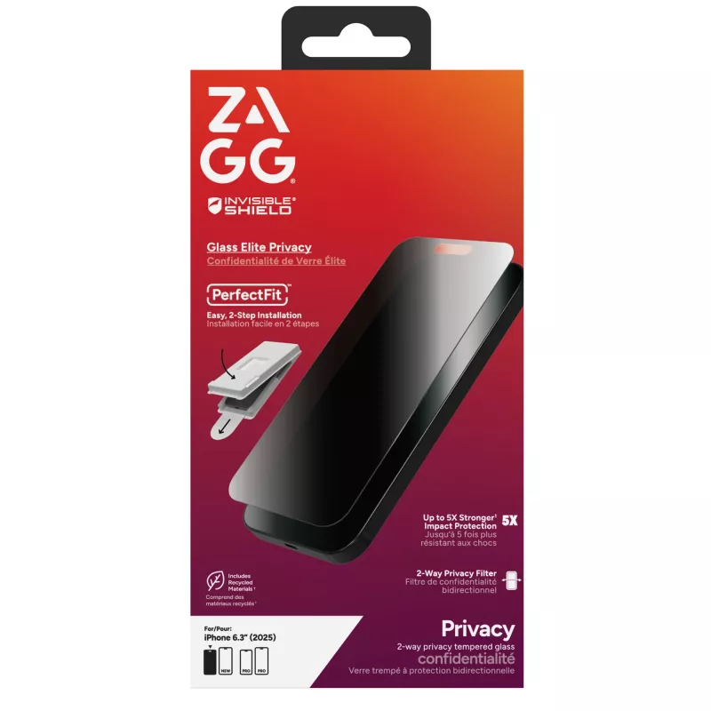 ZAGG InvisibleShield Glass Elite Privacy screenprotector voor Apple iPhone