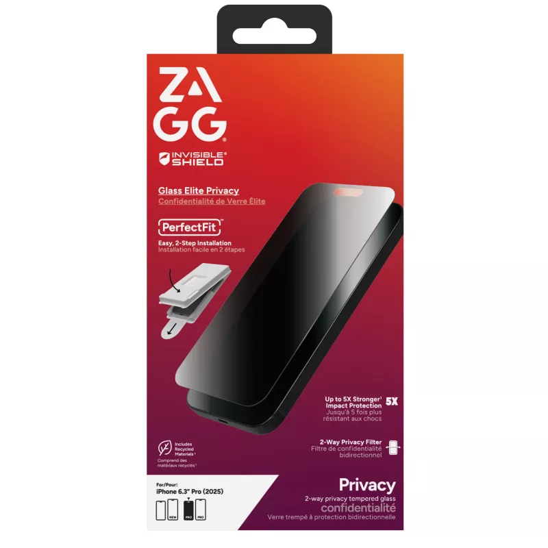 ZAGG InvisibleShield Glass Elite Privacy screenprotector voor Apple iPhone