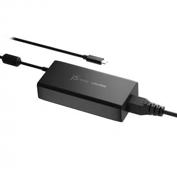 USB-C GaN-oploader j5create JUP17140 140W PD3.1, binnen, zwart, 59×127×30,5 mm