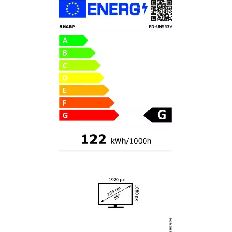 LCD indoor display Sharp PN-UN553V 55 inch Full HD (1920×1080), IPS, 500 cd/m², 3500:1, VESA